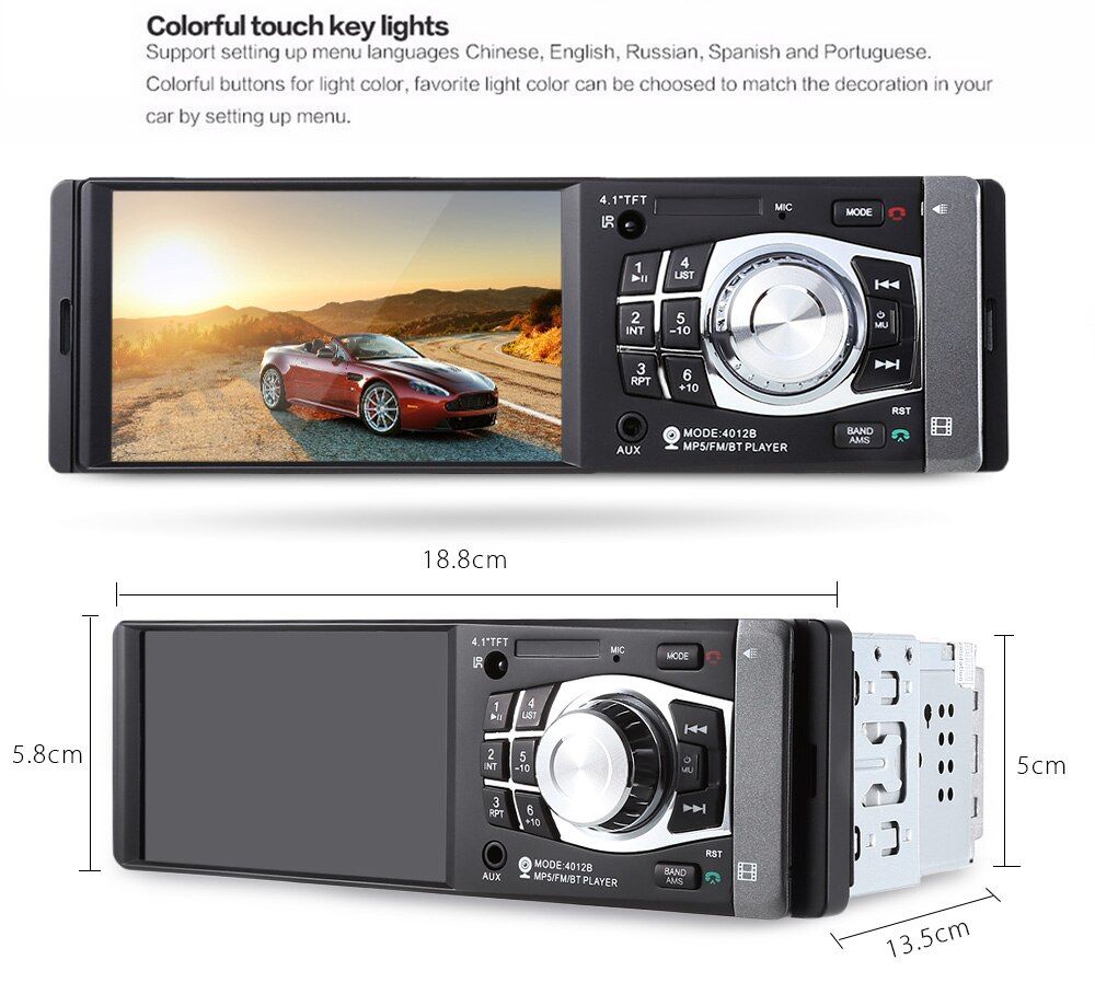 Player auto Bluetooth MP5 4012B, 4 x 45W, MP3, USB, AUX, FM