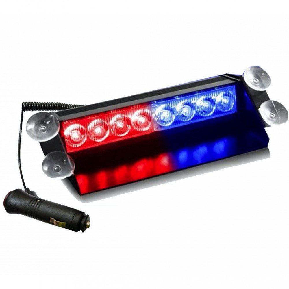 Stroboscop LED auto parbriz COB, girofar rosu-albastru, 12V