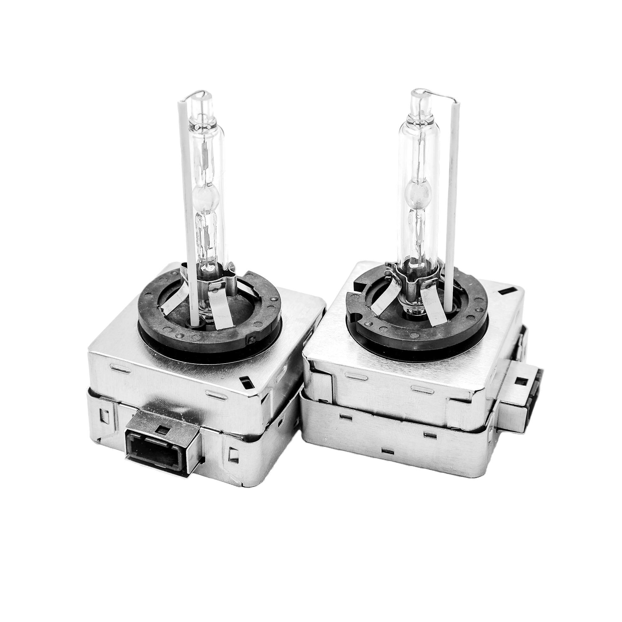 Set 2 becuri Xenon D1S White auto pentru far, suport metalic, 35W, 6000K