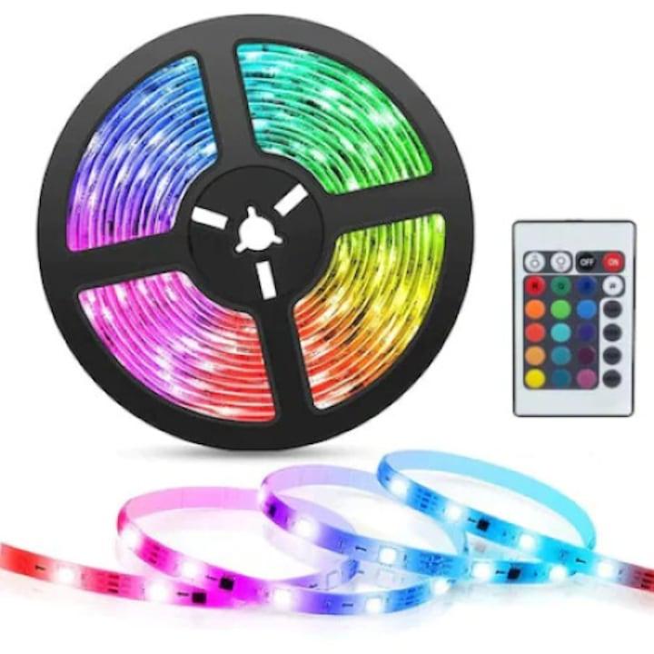 Set 2 x Banda LED RGB multicolor cu telecomanda 5 M