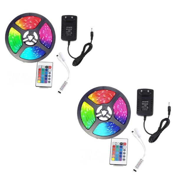 Set 2 x Banda LED RGB multicolor cu telecomanda 5 M