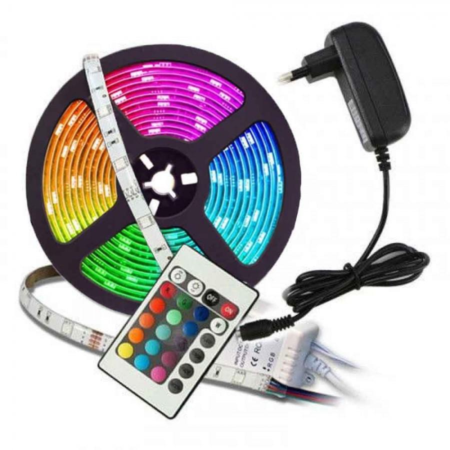 Set 3 x Banda LED RGB 5 M, multicolor cu telecomanda 