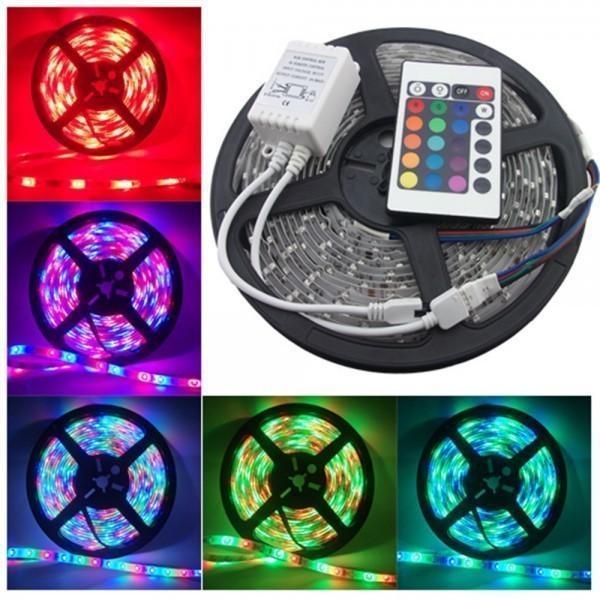 Set 3 x Banda LED RGB 5 M, multicolor cu telecomanda 