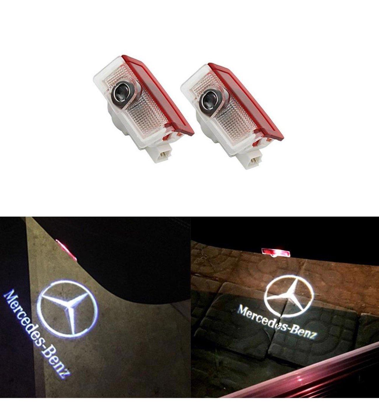 Set 2 holograme LED cu logo Mercedes Benz, pentru portiere