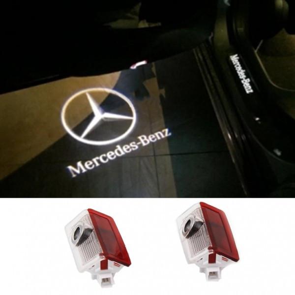 Set 2 holograme LED cu logo Mercedes Benz, pentru portiere