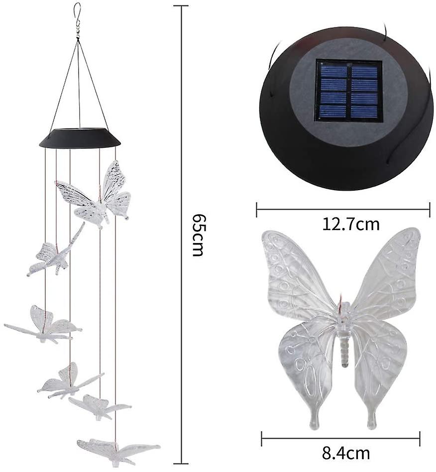 Decoratiune solara de gradina, 6 fluturi cu joc de lumini