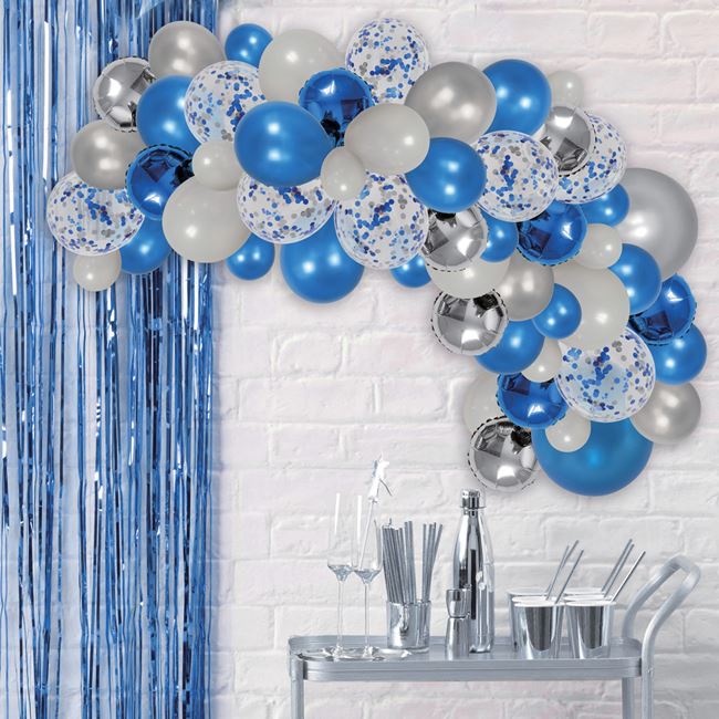 Baloane pentru petrecere - Set 70 de baloane, Alb/Albastru