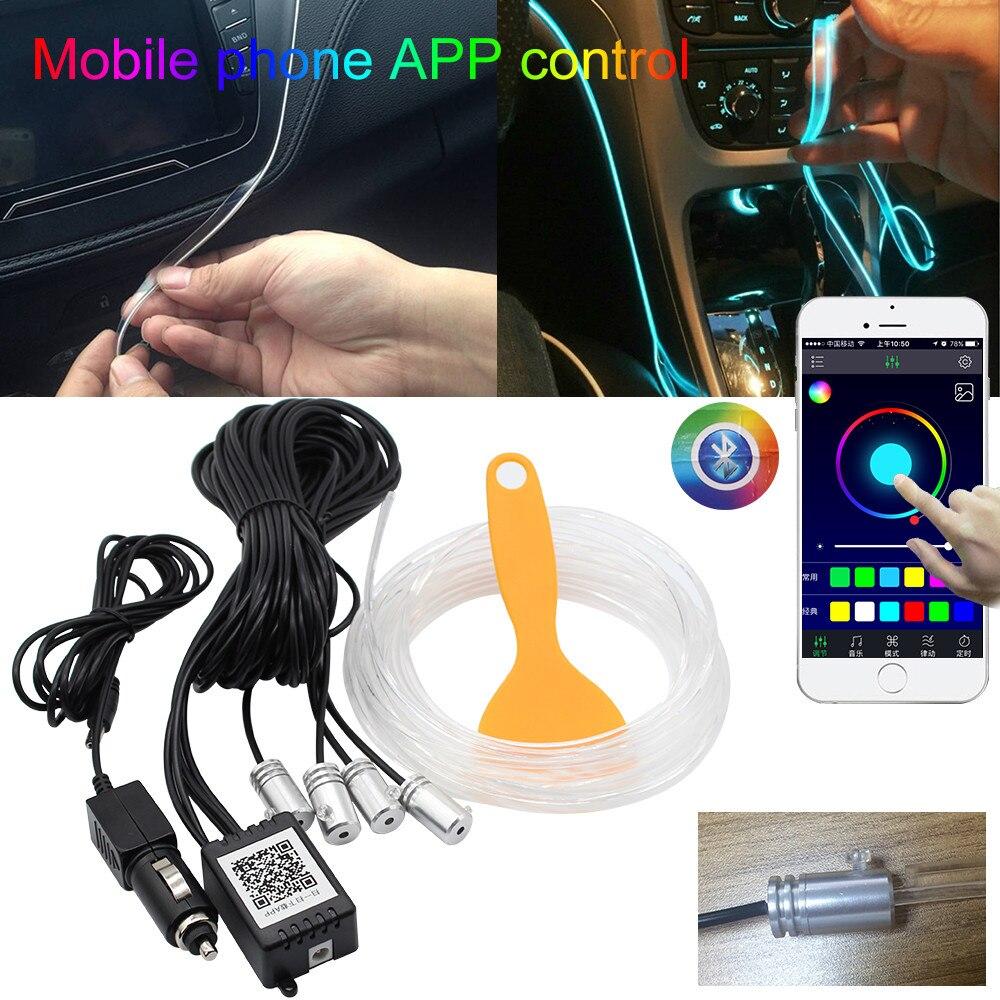 Banda LED lumini ambientale auto, 4 unitati, 6M, iOS, Android