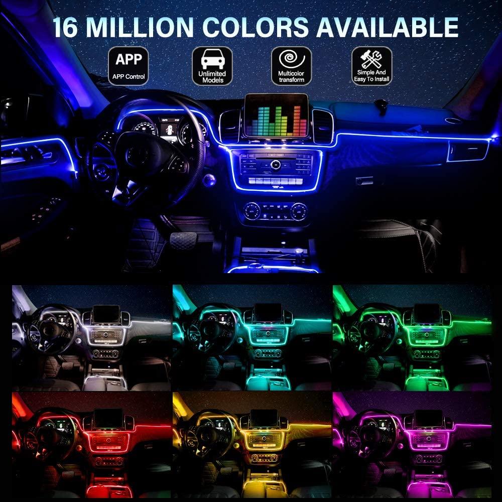 Banda LED lumini ambientale auto, 4 unitati, 6M, iOS, Android