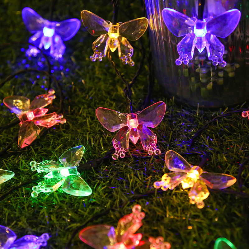Instalatie solara 50 LED fluturi Fairy, multicolor