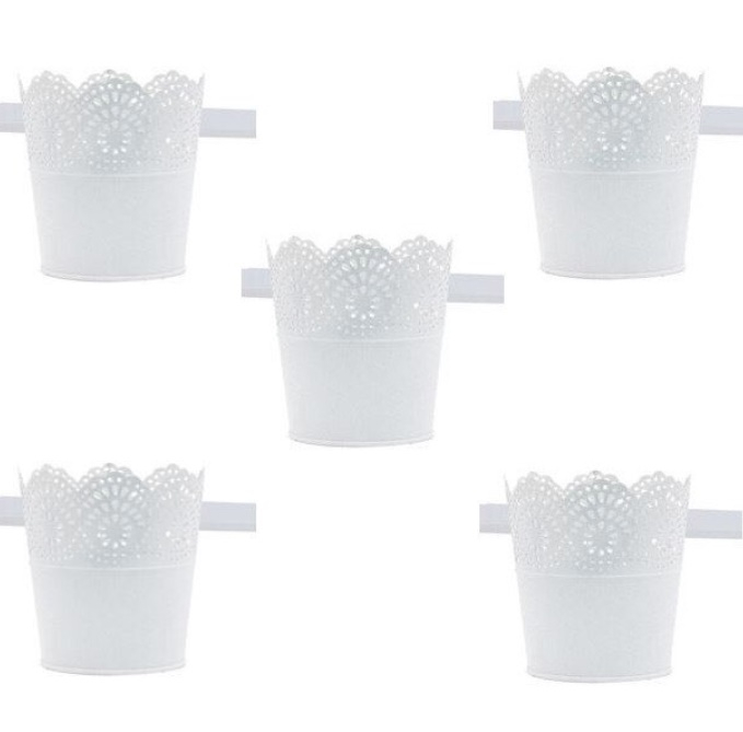 Scara decorativa pentru exterior, 39 x 127 cm, metal, 5 trepte, 5 ghivece