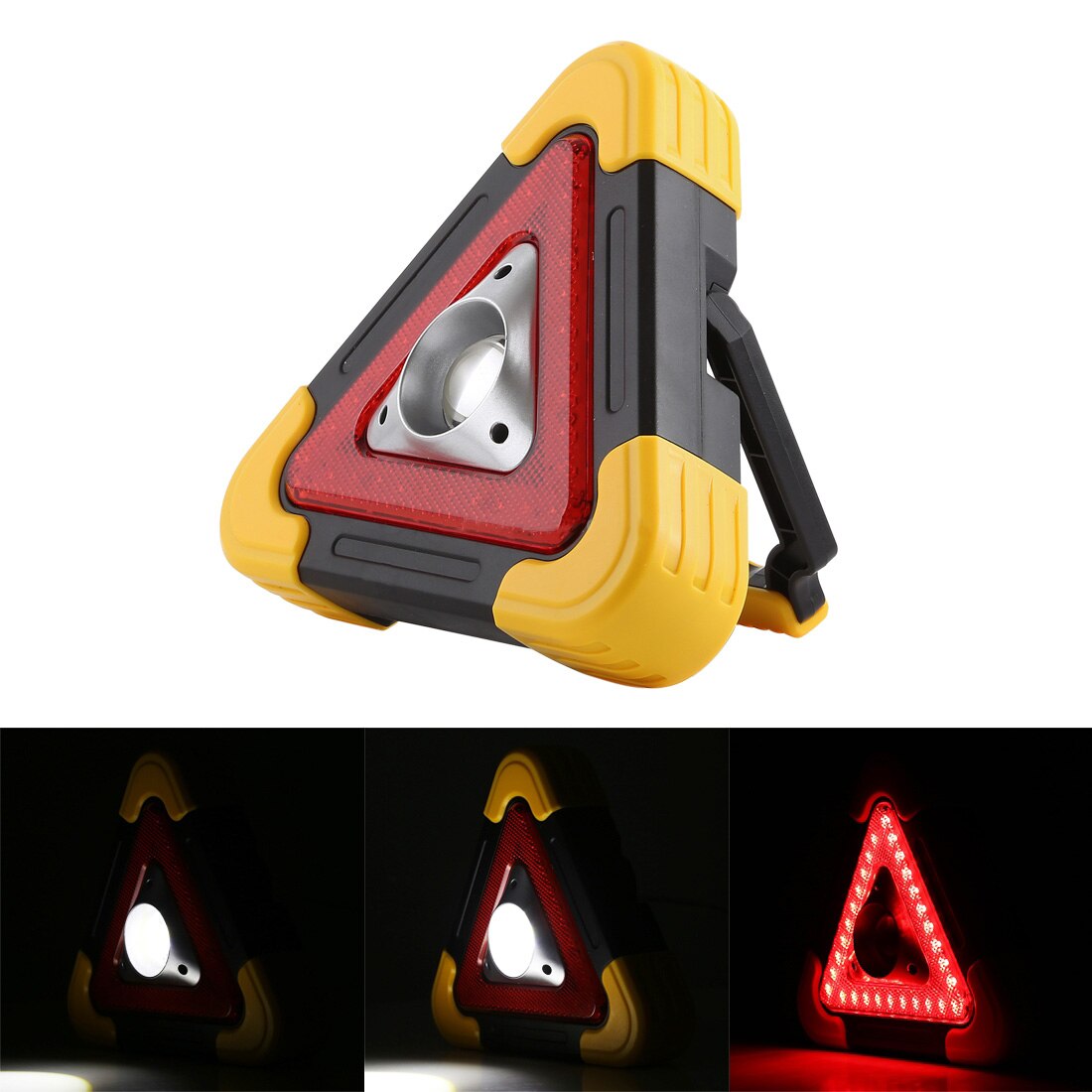 Triunghi reflectorizant LED cu incarcare solara, USB si baterii