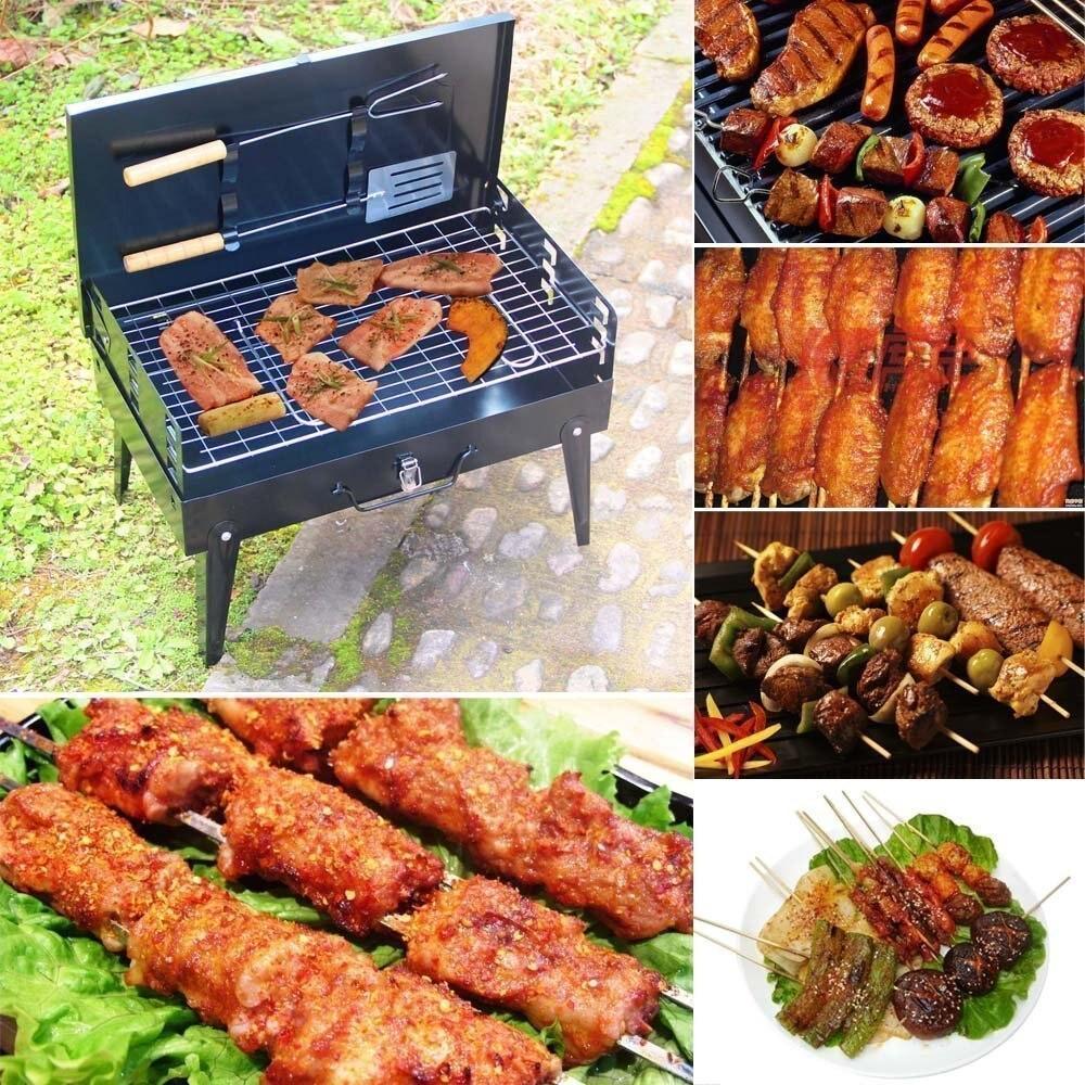 Gratar pliabil de gradina cu accesorii BBQ incluse