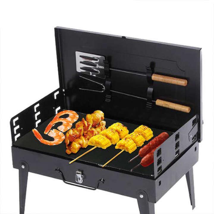 Gratar pliabil de gradina cu accesorii BBQ incluse