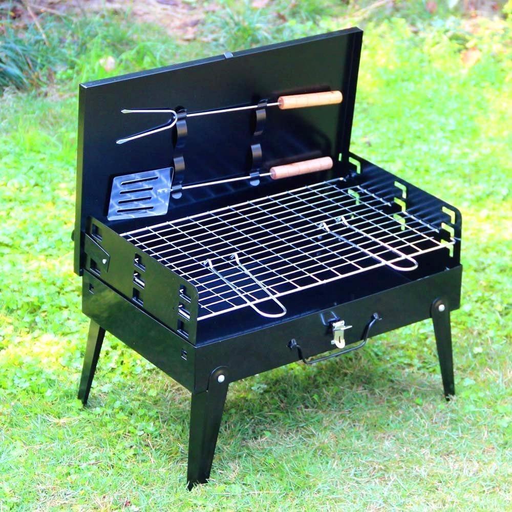 Gratar pliabil de gradina cu accesorii BBQ incluse