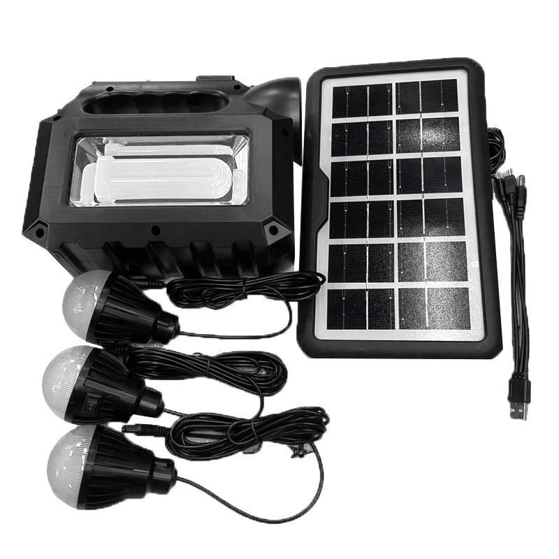 Kit lanterna 3 becuri cu panou solar portabil GD Lite GD-8017 Music