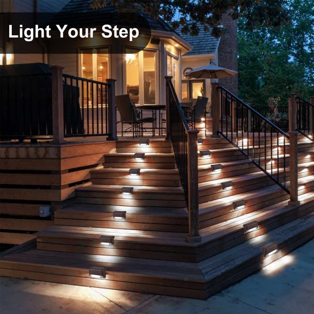 Set 16 lampi solare pentru trepte sau terase, senzor de lumina