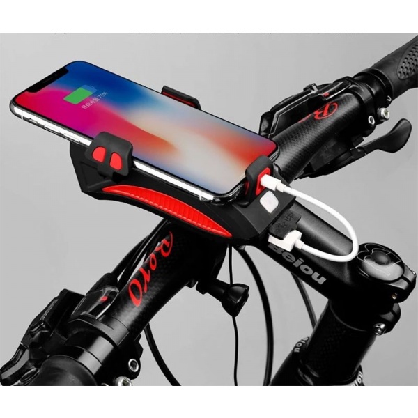 Lanterna suport telefon bicicleta, alarma, baterie de incarcare