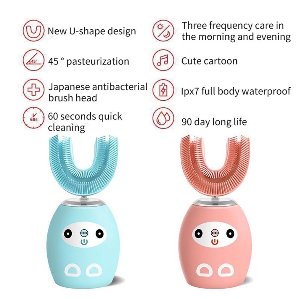 Periuta de dinti electrica pentru copii, forma de U, Andowl Q-YS13