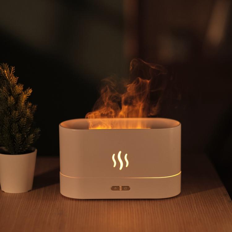Umidificator, Flame Night Light, LED 180 ml, Alb/Negru