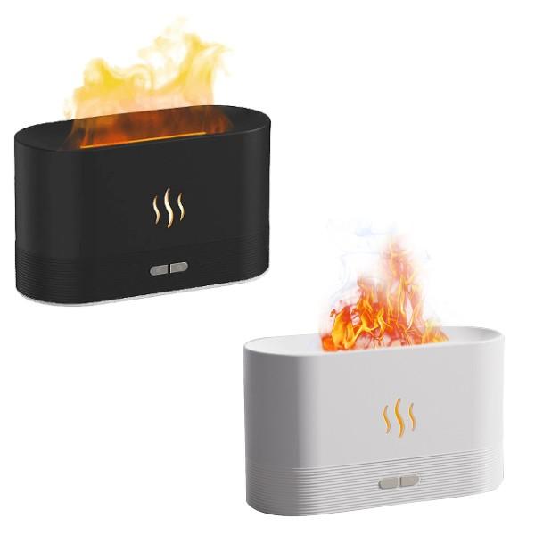 Umidificator, Flame Night Light, LED 180 ml, Alb/Negru