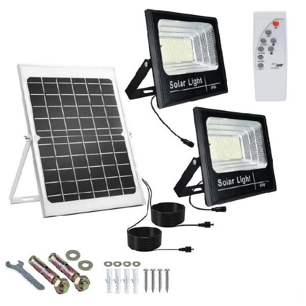 Set 2 x Proiector solar 150 W, telecomanda, autonomie 14 ore