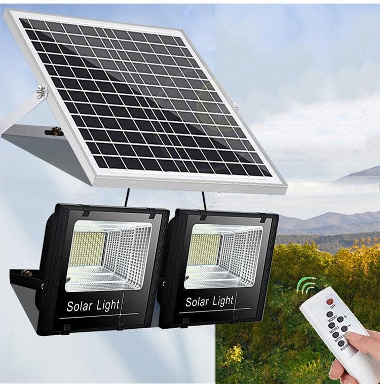 Set 2 x Proiector solar 150 W, telecomanda, autonomie 14 ore