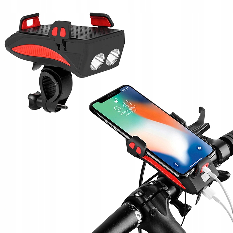 Lanterna suport telefon bicicleta, alarma, baterie de incarcare