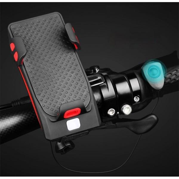 Lanterna suport telefon bicicleta, alarma, baterie de incarcare