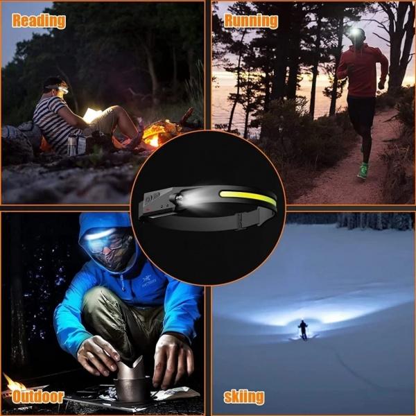 Lanterna frontala LED, 350 lumeni, Negru