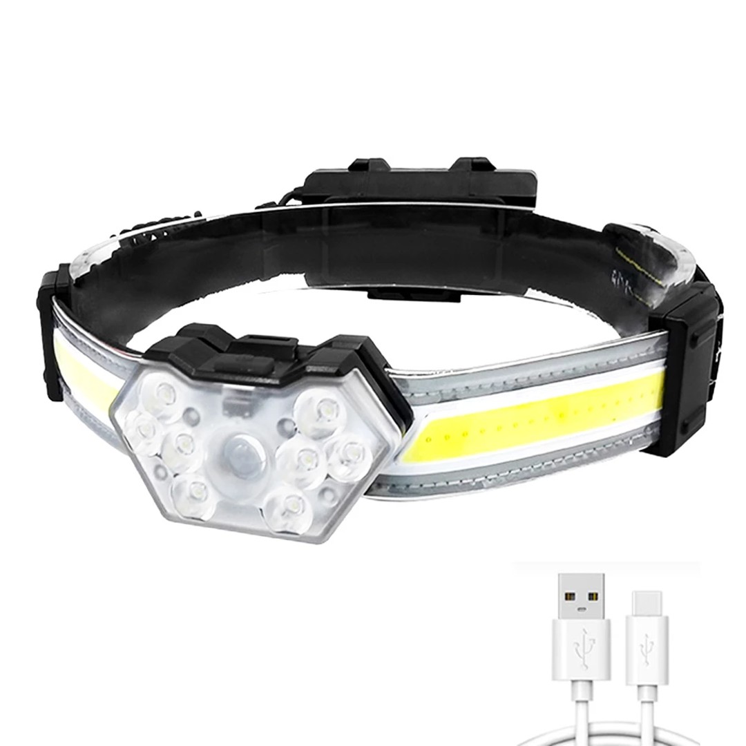 Lanterna frontala COB plus 9 LED, 600 lumeni