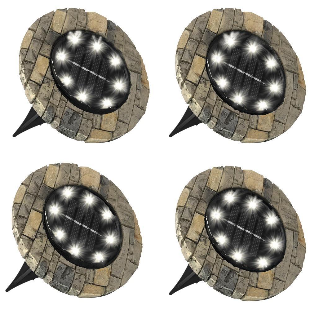 Set 8 lampi solare cu aspect de piatra, 8 LED