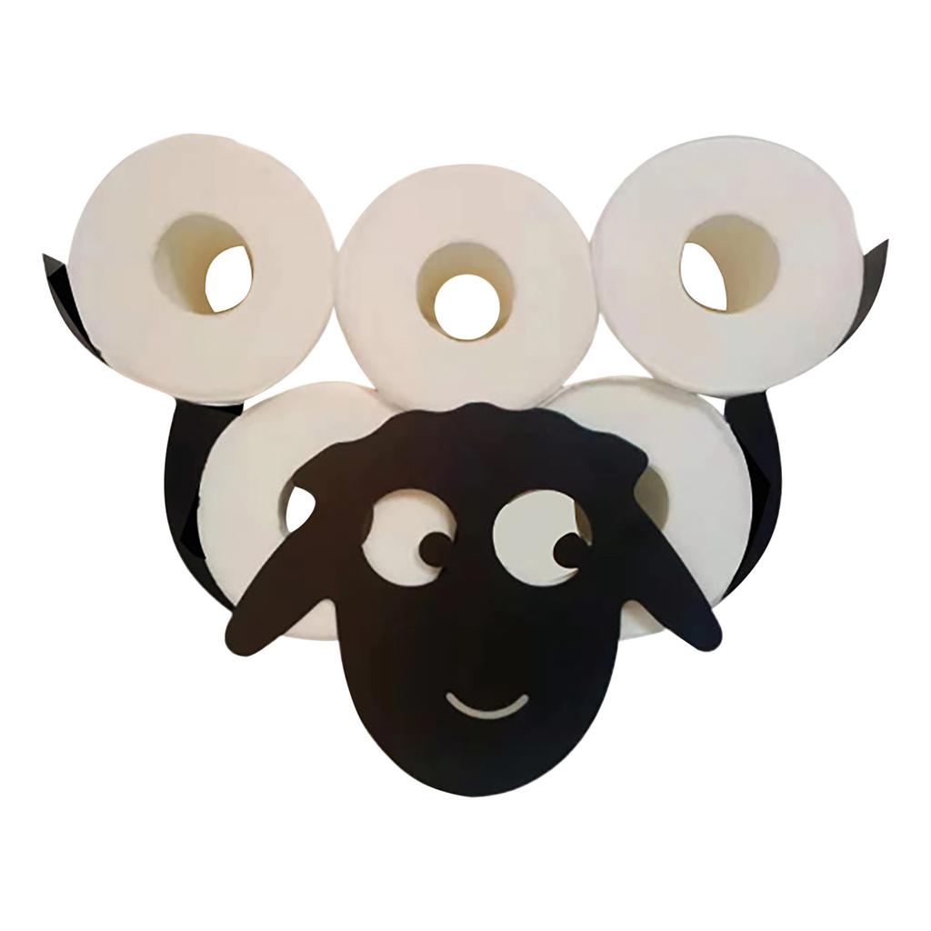 Suport baie pentru hartia igienica, Oaie, Negru