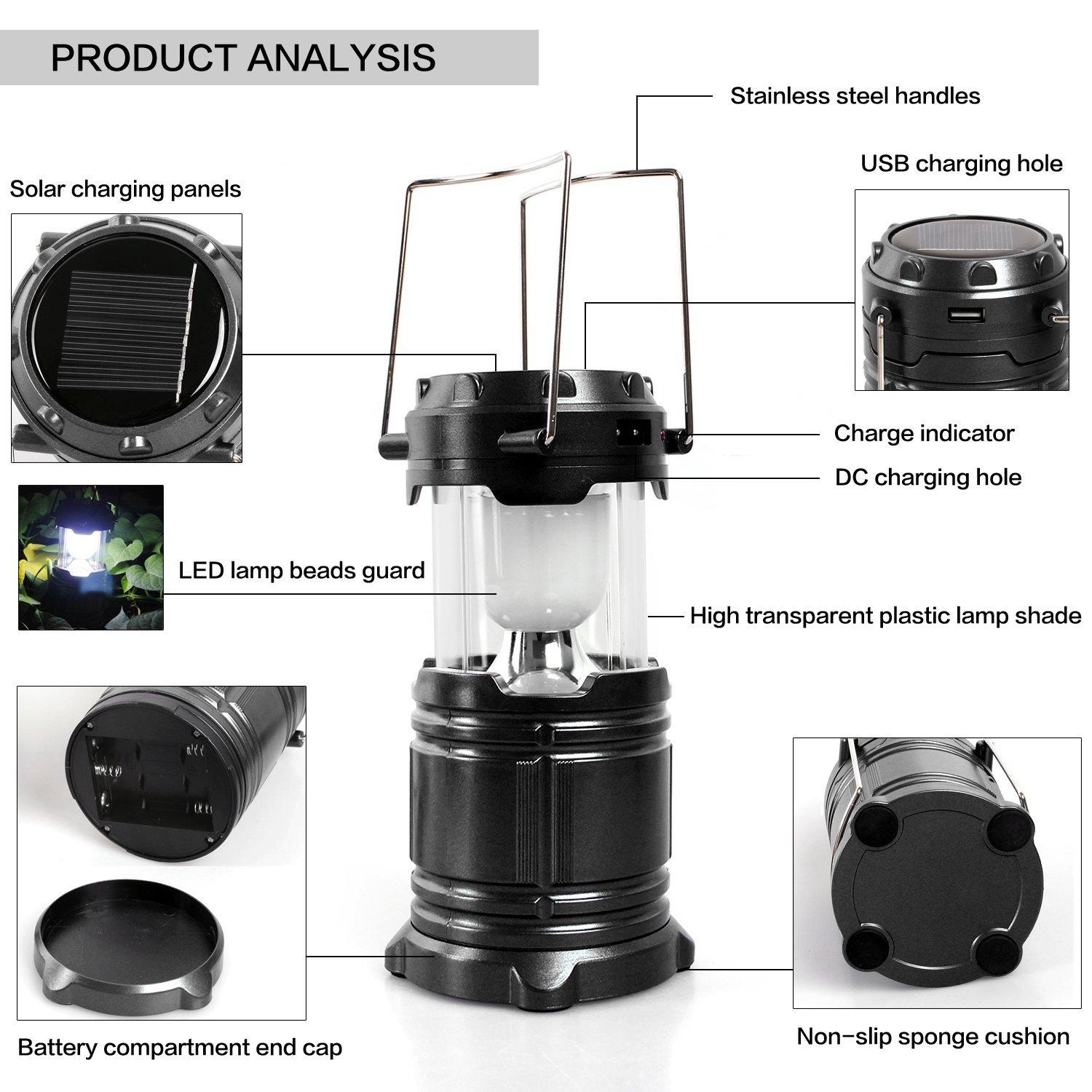 Lampa solara reincarcabila tip felinar cu functie de baterie externa