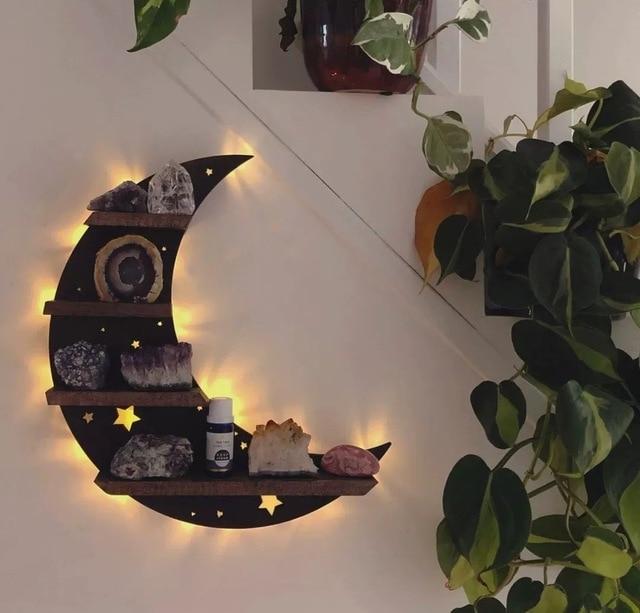 Lampa decorativa cu LED, lemn, Moon