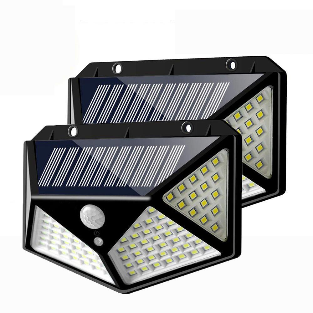 Set 2 x Lampa 100 LED cu panou solar, senzor de miscare