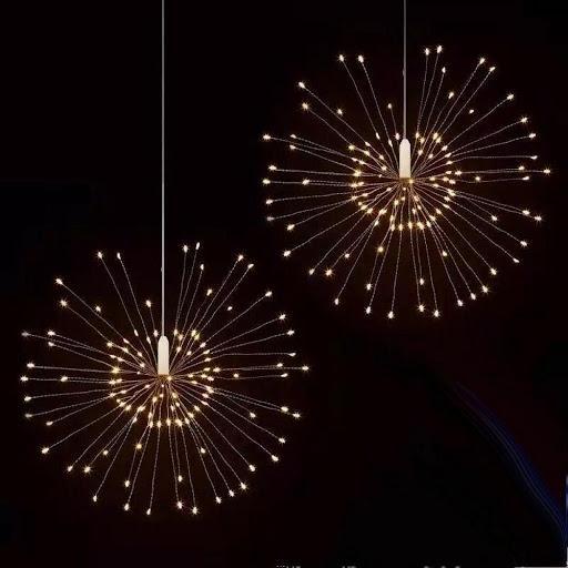 Instalatie tip artificii, 100 LED, Alb cald / Multicolor