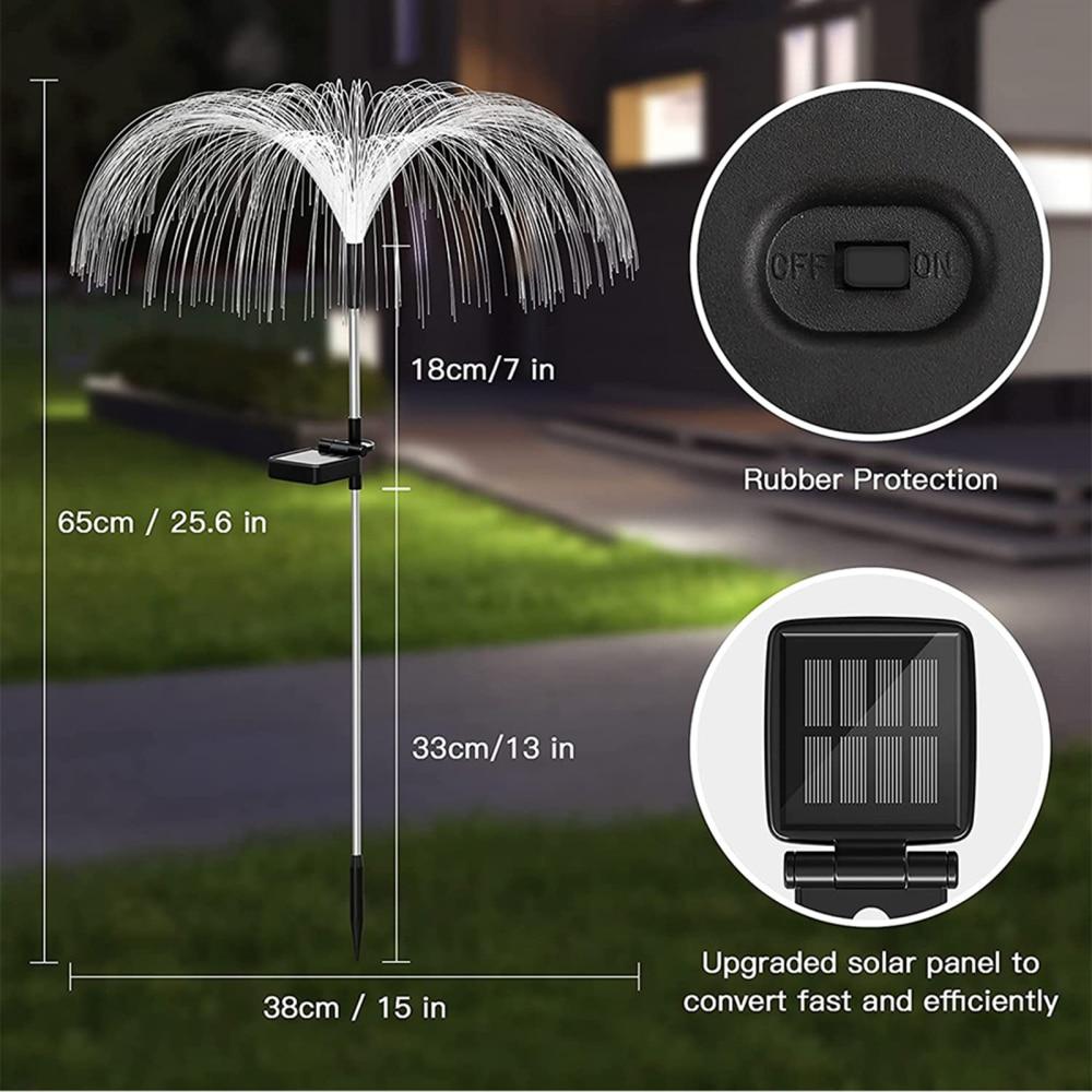 Set 3 x Lampa solara tip meduza, fibra optica LED RGB