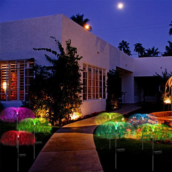 Set 3 x Lampa solara tip meduza, fibra optica LED RGB