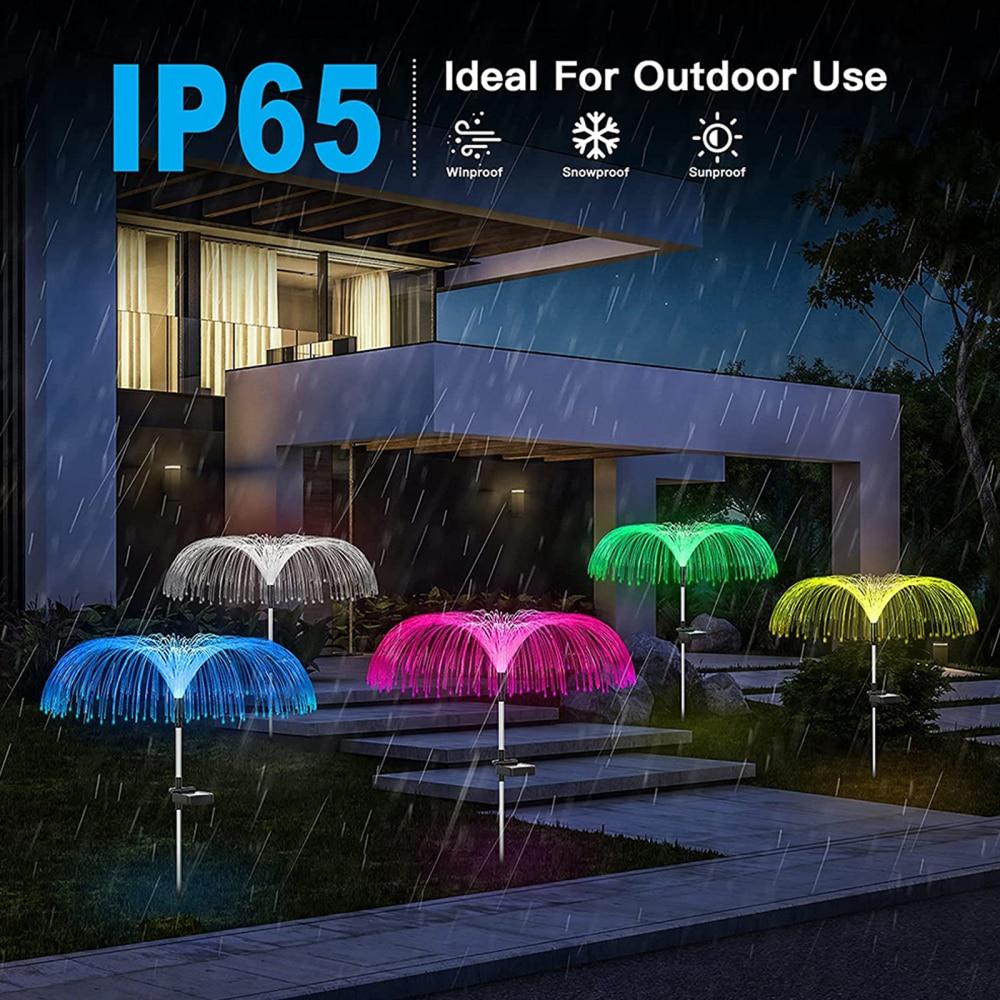 Set 3 x Lampa solara tip meduza, fibra optica LED RGB