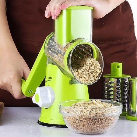 Razatoare manuala pentru legume Tabletop Drum Grater, 3 lame interschimbabile