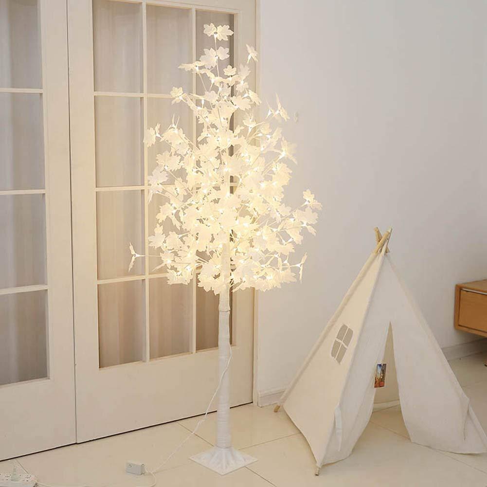 Copac decorativ sarbatori, Alb, iluminat 128 LED, 160 cm, lumina calda