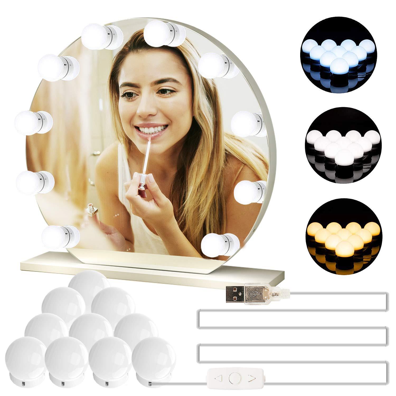 Set 10 becuri LED pentru oglinda make-up, cu reglare intensitate