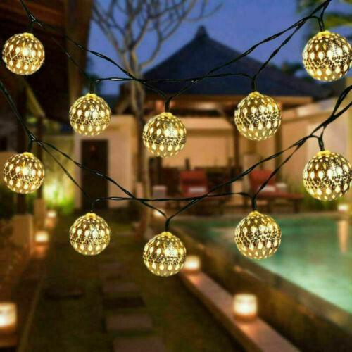 Set 2 x Instalatie LED 20 globulete aurii marocane, 4 metri, interconectabile