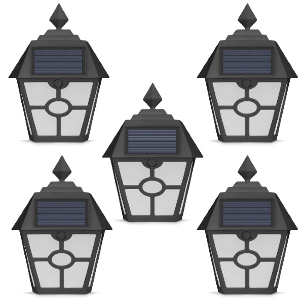 Set 5 x Lampa solara LED Alb Rece, 14 x 6,2 x 19 cm
