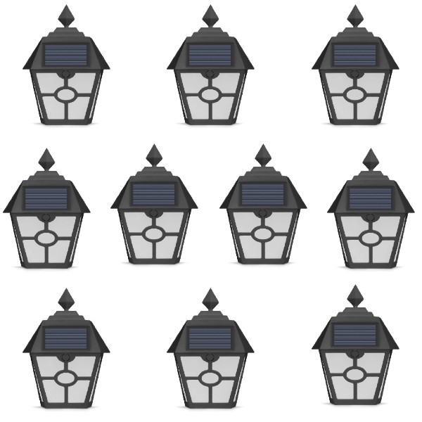 Set 10 x Lampa solara LED Alb Rece, 14 x 6,2 x 19 cm