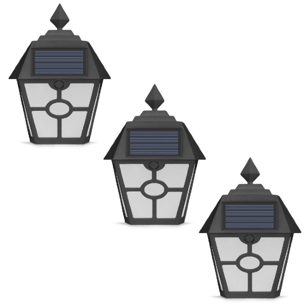 Set 3 x Lampa solara LED Alb Rece, 14 x 6,2 x 19 cm