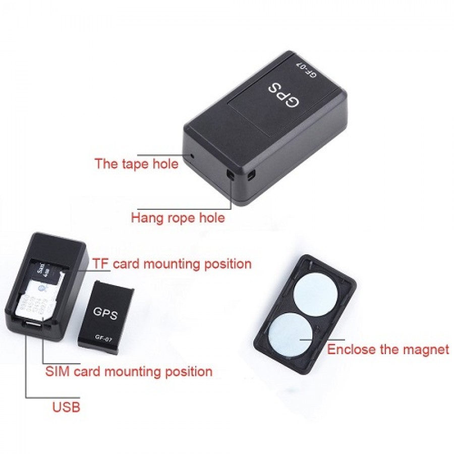 Mini dispozitiv localizare GPS, suport SIM, microSD, model GF07