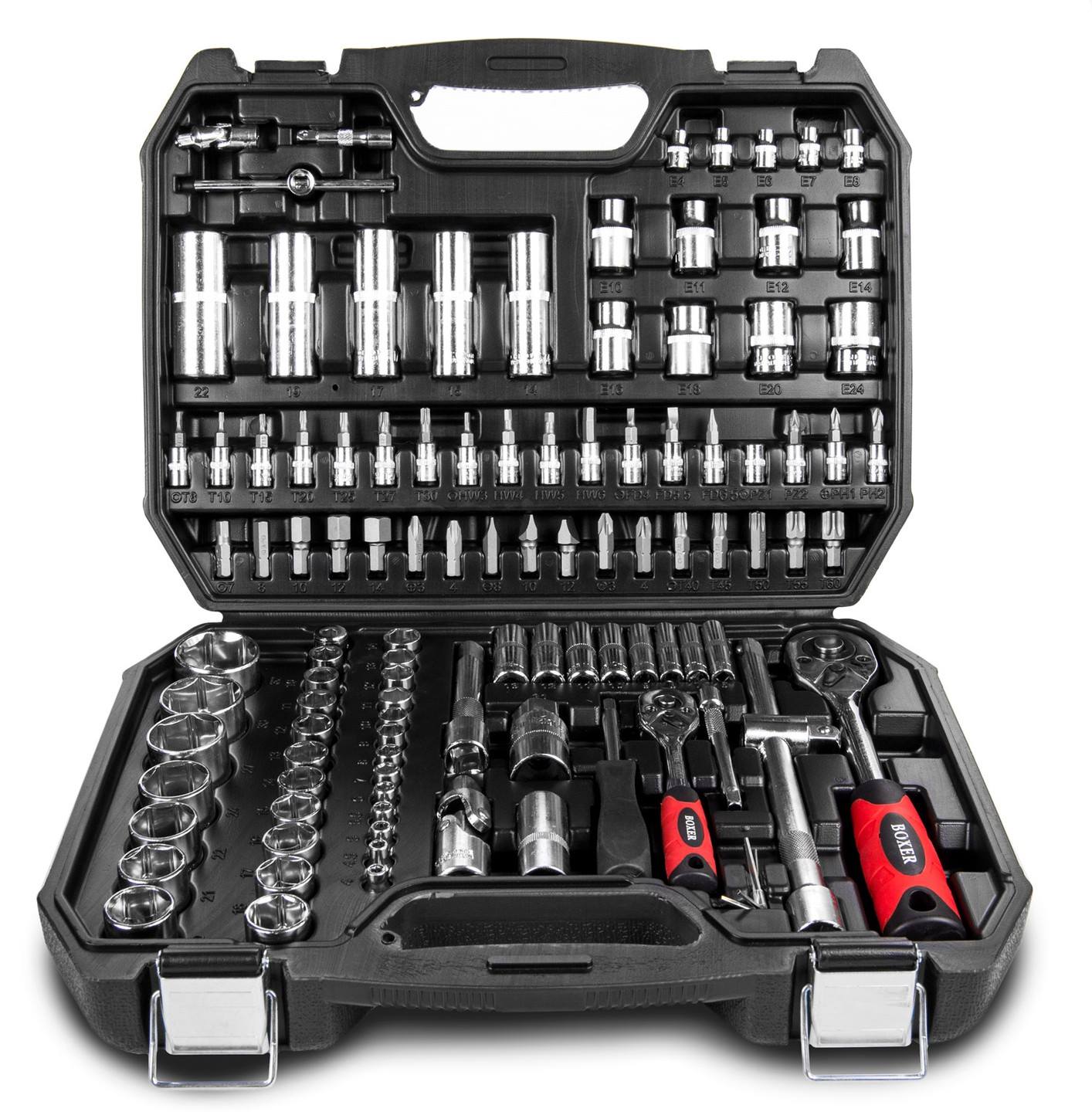 Trusa chei BOXER 108 piese, negru, Chrome Vanadium, Polonia