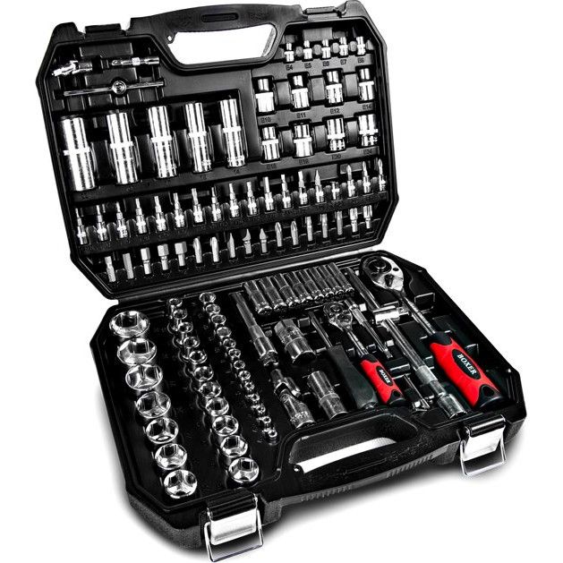 Trusa chei BOXER 108 piese, negru, Chrome Vanadium, Polonia